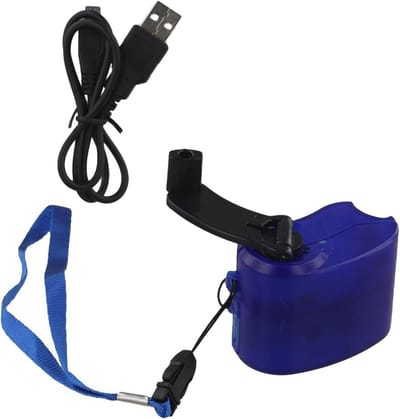 Handmatige Oplader - Noodstroom Dynamo - Mobiel Opladen - Mechanische Energieconversie - 8x6x2 cm - Blauw