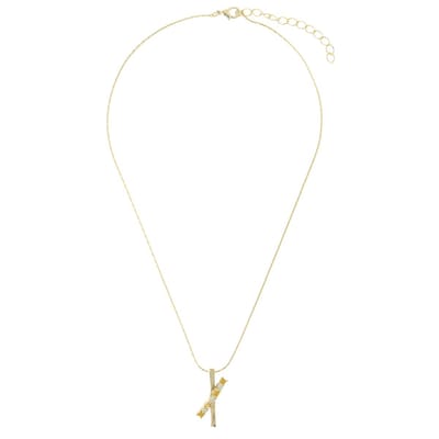 Behave – Ketting – Goudkleur met kristal – Vertakte hanger – 38+5 cm