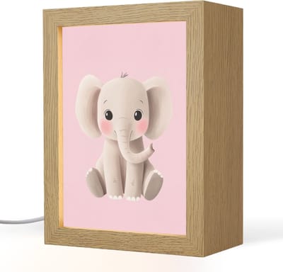 Nachtlampje 15x20 cm - Kinder lampje - Olifant - Baby - Roze - Cartoon - Tafellamp kinderkamer - Slaapkamer lamp - Bedlamp kinderen - Kinderlampje stopcontact - Wandlamp babykamer - Nachtlampjes