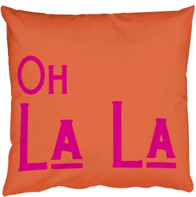 Sierkussens - Kussentjes Woonkamer - 50x50 cm - Oh la la - Oranje - Roze - Scheeflettertype
