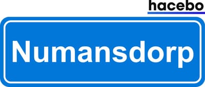 Hacebo - Plaatsnaam Sticker - 29x10 CM - Numansdorp sticker - Verkeersborden sticker - grappige cadeaus - Numansdorp