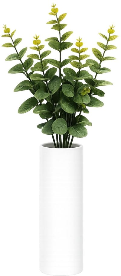 Bellatio Design Kunstbloem/kunsttak Eucalyptus Bella - 6x - 38 cm - donkergroen - kunst zijdebloemen