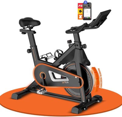DH FitLife Hometrainer Fiets voor Thuis – Fluisterstil Magnetisch met Noodstop – Verstelbaar Stuur & Comfortabel Zadel (150–195 cm) – Hartslagsensor & Transportwielen