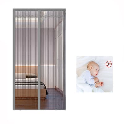Muggenwerend deurgordijn - Magnetisch horgordijn - Muggennet voor deur en raam - Scheidingsgordijn - Horgordijn - 30 paar magneten - Houdt muggen buiten - 95*210 cm - Geschikt voor balkons, woonkamers, kinderkamers, enz. - Grijs