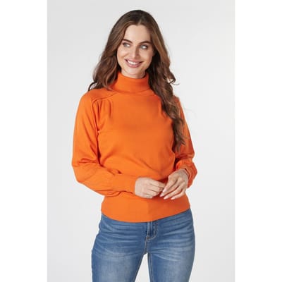 EsQualo Sweater Raglan Col Pumpkin Maat: S | Sweaters Outlet | Dames | Oranje