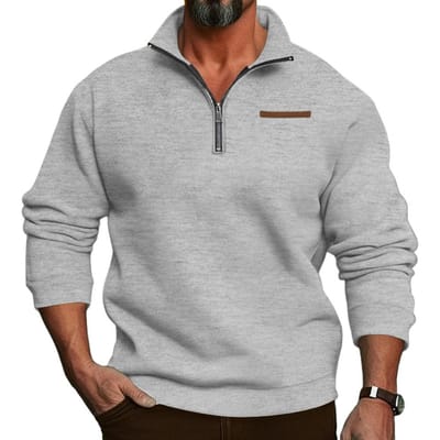 Zweetbestendig Heren Sweatshirt Heren Half-rits Opstaande Kraag Sweatshirt met Pluche Voering Casual Winter Pullover voor Vakantie Sport M