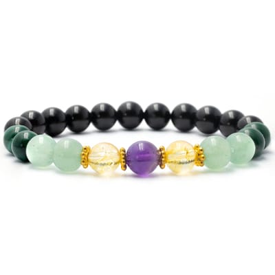 Bixorp Gems Malachiet + Citrien + Amethist + Aventurijn + Onyx Edelstenen Armband - 8mm / 18cm - Om & Om Edelsteen Kralenarmband