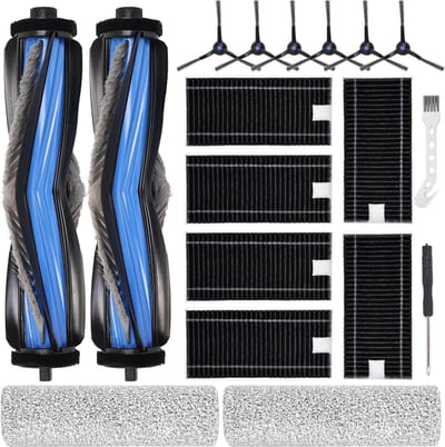 Vervangende accessoires Geschikt voor Ecovacs Deebot X8 Omni/X8 Pro Omni robotstofzuiger, reserveonderdelen met 2 hoofdborstels, 2 dweilrollen, 6 filters, 6 zijborstels, reinigingsborstel en schroevendraaier