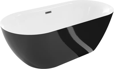 Mexen Roxy vrijstaand bad 170 x 80 , wit/zwart, overloop gun gray geborsteld - 51201708075-66