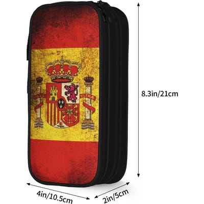 Klassieke Spaanse Vlag Etui Etuis Pennenhouder voor Meisje Jongen Grote Capaciteit Tas Schoolbenodigdheden Cadeau Schrijfwaren (as the picture,M)