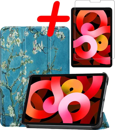 Hoesje Geschikt voor Apple iPad Air 5 (2022) - 10.9 inch - 5e Generatie - M1 - Met Screenprotector - Trifold Bookcase - Hard Cover - Hardcover Book Case - Tablet Hoes - Blokken