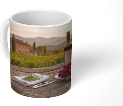 Mok - Koffiemok - Wijn - Glazen - Druiven - Wijngaard - Mokken - 350 ML - Beker - Koffiemokken - Theemok