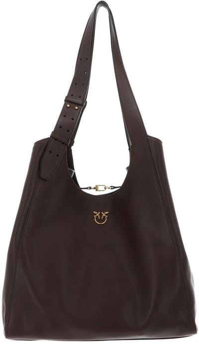 PINKO schoudertas Tote Classic Belt Marrone Castano - Antique Gold donkerbruin