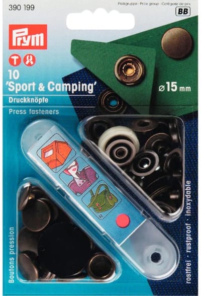 Naaivrijdrukknopen SPORT&CAMPING 15 mm oudmessing 10 st. - Drukknopen Sport & Camping - Prym