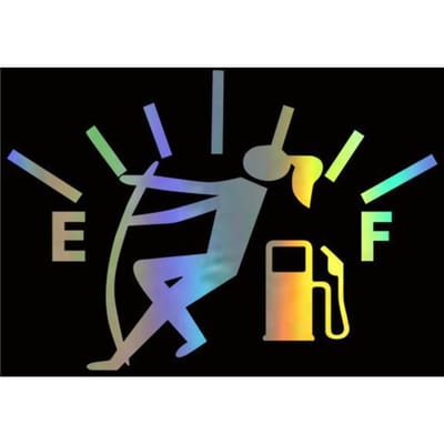 Grappige autostickers Mannen trekken brandstoftankwijzer Reflecterende autostickers Raamwaarschuwingsbord Decal Autostyling Autoaccessoires gray