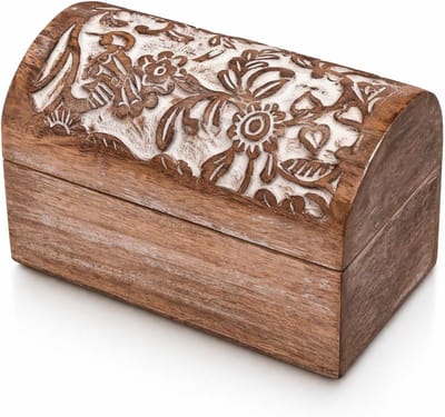Houten Sieradendoos - Bewaar Kistje - Decoratief Opbergen - Volledig Handgemaakt - 22 x 12 cm - Antiek Wit