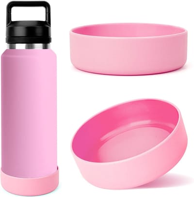 Waterfles Beschermhoes van Silicone met Antislip Onderkant - Bumper voor Flessen (Lichtroze) - Ideaal voor Sport en Buitenactiviteiten