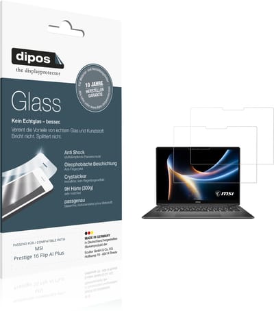 dipos – 2x Pantserfolie geschikt voor MSI Prestige 16 Flip AI Plus | 9H Screenprotector