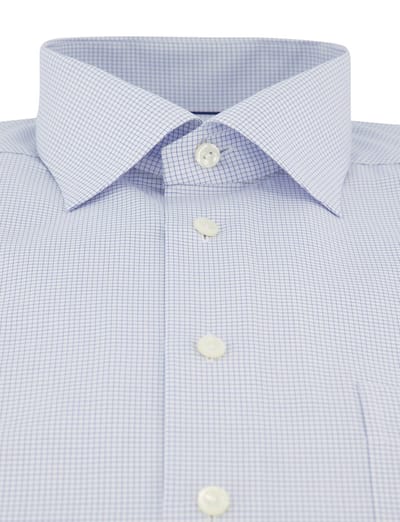 Classic Fit overhemd met borstzak Eton strijkvrij geruit lichtblauw