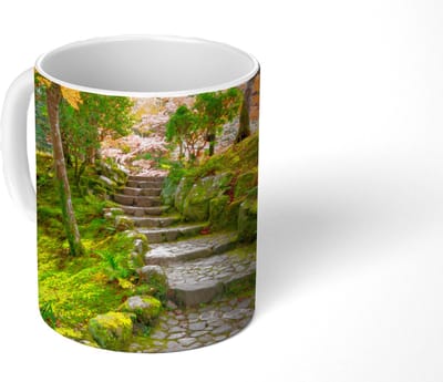 Mok - Koffiemok - Natuur - Stenen - Pad - Mos - Japans - Mokken - 350 ML - Beker - Koffiemokken - Theemok