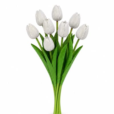 Purepeak Nep Tulpen Boeket 8 Stuks - Kunstbloemen - Nepbloemen voor Binnen en Buiten - Wit