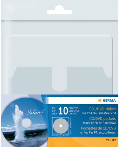 HERMA Zelfklevende insteekhoes voor 1 CD/DVD, van PP, transparant