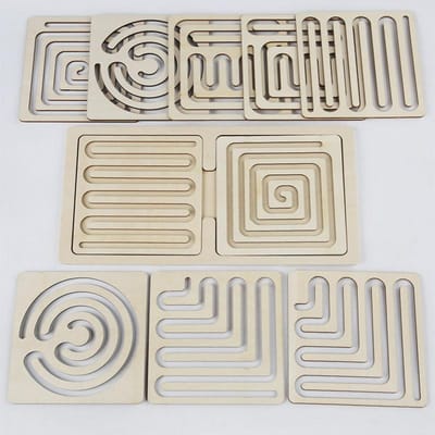 Kinderen Linker Rechter Hersenhelft Puzzel Pen Beweging Traject Bediening Training Hand Hersen Coördinatie Kinderen Houten Educatief Speelgoed beige