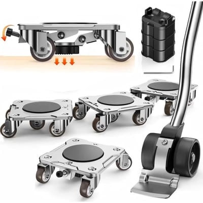 NBAP® Meubeltransporter - Transportroller - Transportwagen - Meubelhondje - Zilver en Zwart