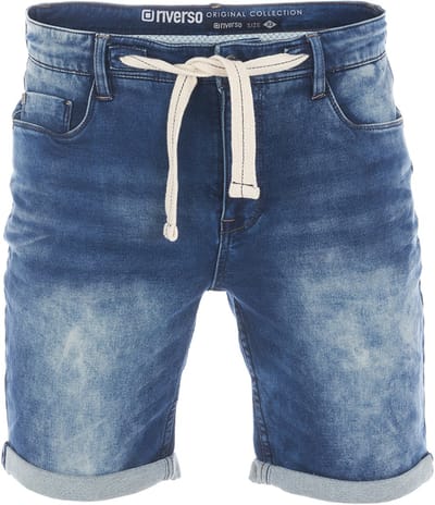 riverso Heren Short Broeken RIVPaul regular/straight Fit Blauw W 44 Volwassenen Stretch Jeans Korte Broek