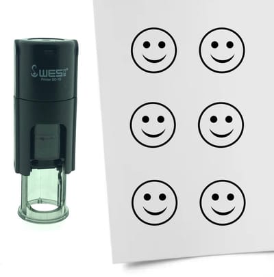CombiCraft Stempel Smiley Gelukkig 10mm rond - zwarte inkt