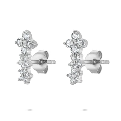 Twice As Nice Oorbellen in zilver, bloemvorm met zirkonia Zilverkleurig