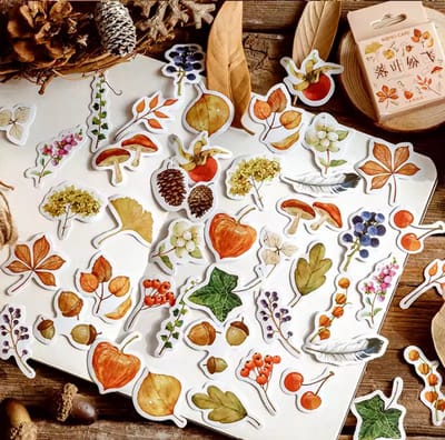 New Age Devi - Herfst Bladeren Planten Stickers - 46 Stuks - Bullet Journal Agenda - Botanisch - Scrapbook Laptop Telefoon - Bujo voor Volwassenen Kinderen