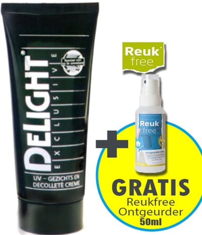 Delight Zonnebankcrèmes COMBI DEAL: Gezichts- & decolleté crème (100 ml) + Reukfree 50ml