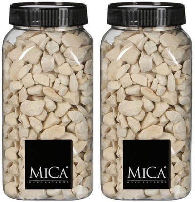 Mica Decorations decoratie steentjes - 2x - creme wit - 1 kilo - 650ml - hobby steentjes