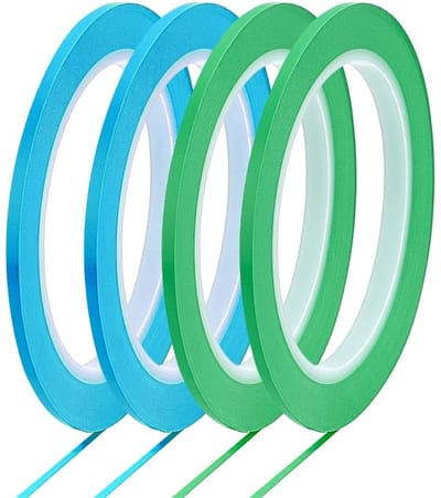 Dailygoods- Maskeertape 4 Rollen - Hoge Temperatuur - PVC - Fijne Lijntape - 3 mm × 33 m - Voor Auto/Motorfiets - Verftape