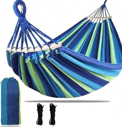 Hangmat voor 2 personen - 200 x 150 cm - 250 kg draagkracht - buiten - binnen - balkon - terras - achtertuin - camping - picknick