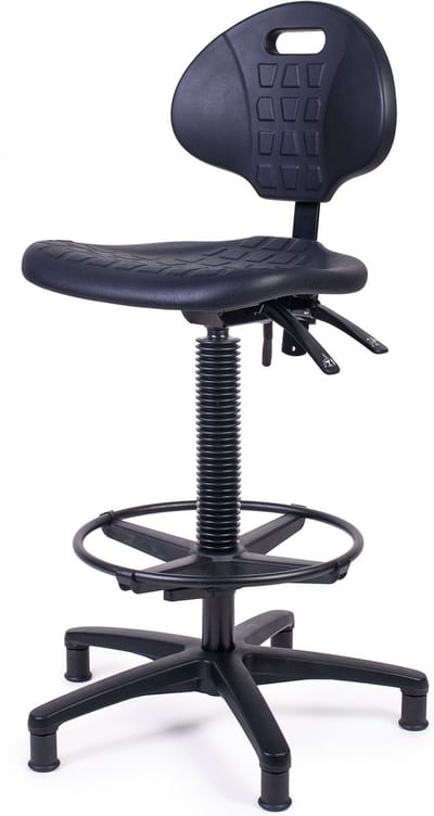MTM STOELEN - Werkstoel DONAR 260-N - PUR zitting en rugleuning voor eenvoudig reinigen - zithoogte 57/82 cm - met verstelbare voetenring