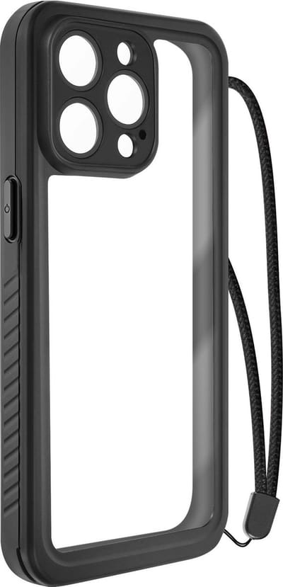 Redpepper, Waterdicht hoesje Geschikt voor iPhone 15 Pro Max Geïntegreerde valbeveiliging 2m, Transparant zwart