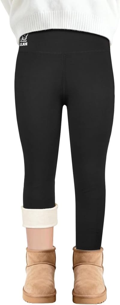 Thermische Fleece Leggings voor Meisjes, Warm en Comfortabel voor School, Buiten Spelen en Vrije Tijd met Konijnenprint