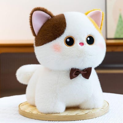 Schattig Katten Knuffeldier Met Strik Zacht Pluizig Gevuld Kittentje Pop Voor Kinderen Volwassenen Huisdecoratie Slaapkamer Ornament Verjaardagscadeau 22cm