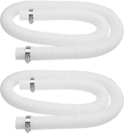 2 Stuks 32mm Zwembadslang met 4 Veiligheidsclips - 150cm Witte Slang voor Dompelpompen, Filterpompen en Zwembadaccessoires