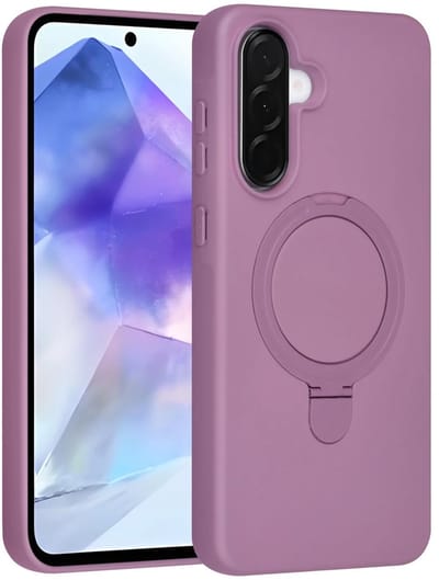 Backcover Hoesje Geschikt voor: Samsung Galaxy A56 Volledig Dekkende Schokbestendige Siliconen Backcover met Ringstandaard – 360° Bescherming - Sunset Purple