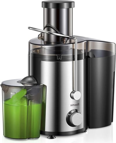 SnelShoppen - QCen Sapcentrifuge 800W, krachtige centrifugaalsapcentrifuge met 7,5 cm brede vulopening, roestvrij staal, BPA-vrij, ideaal voor fruitsa