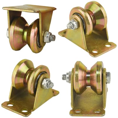 Set van 4 V-groef katrollen voor touwen, zware rollerwielen met een draagvermogen van 200 kg, ideaal voor kledinglijnen en rolpoorten
