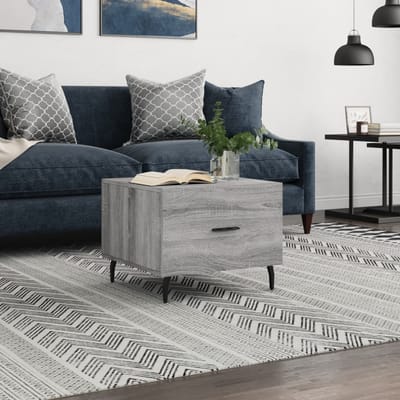 vidaXL - Salontafel - 50x50x40 - cm - bewerkt - hout - grijs - sonoma - eiken