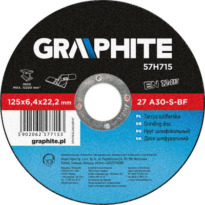 Graphite 57H715 - Slijpmachine Schijf - 125 mm - Zeer Hoge Weerstand - Veiligheid Norm EN12413