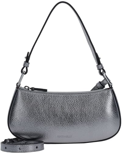 COCCINELLE Leren schoudertas avondtas Merveille Mini Bag Steel grijs