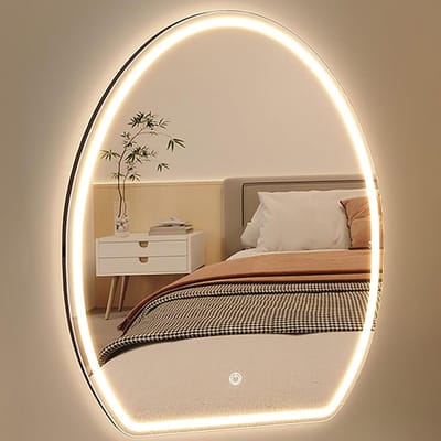 LED Make-up Spiegel - Verlichte Spiegel - Schoonheidsroutine Verbeteren - Drie Kleur Verlichting - 50x70cm - Zilver