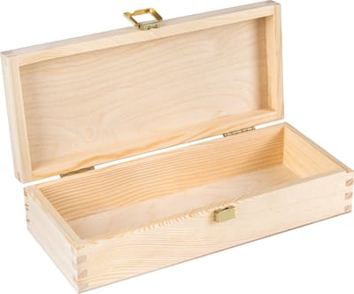 Creative Deco Houten Kist | Gouden Sluiting | 24 x 10,5 x 5,7 cm | Perfect voor Spullen, Speelgoed en Gereedschap