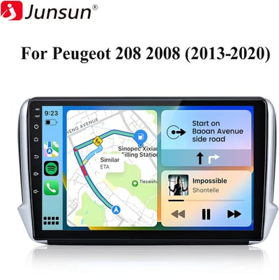 JUNSUN 10" Autoradio Draadloze Android Auto & Draadloze CarPlay Multimediasysteem Geschikt voor Peugeot 208 2008 (2013-2020) – Android 15 GPS Navi WIFI BT DAB+ SWC USB RDS 4GB+64GB 8-core Processor